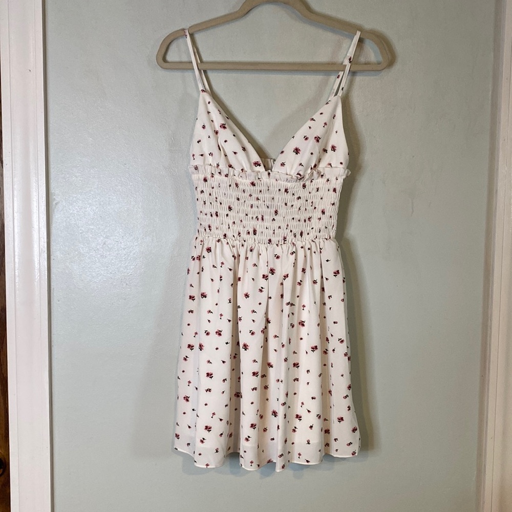 Blush Mark Dinner Date Mini Dress White Floral Print-Women’s Sz S